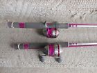 32.00 Zebco 2 For Cancer Awareness Gift 33 Classic Lady Spincast Rod Reels