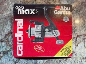 Abu Garcia 036282039322 Vintage Cardinal Gold Max 5 Spinning Reel - New W Box Extra Spools