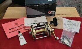 Bg7001hs Abu Garcia Ambassadeur Big Game 7001 Hs Left-hand Gold L/h Reel Excellent