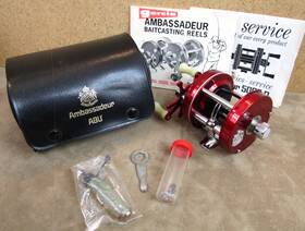 730502 Ambassadeur 75667 Vintage Abu Big A No.5000 Red Fishing Reel With Case