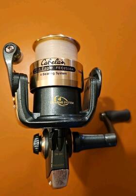Fec2500a Cabelas Fish Eagle Spinning Reel 4-ball Bearings Level Wind Green Gold