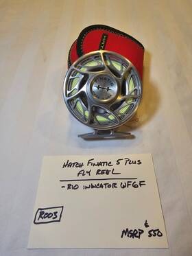 Wf6f Hatch 704715329028 Finatic Fly Fishing Reel 5 Plus - Silver / Spooled W Rio Indicator