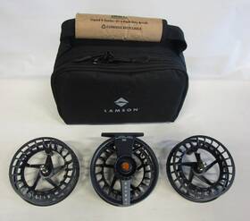 Lqs-5 Lamson 3-pack-smoke Liquid S 5 Day Break 3-pack Fly Fishing Reel And Spools With Carrying Case