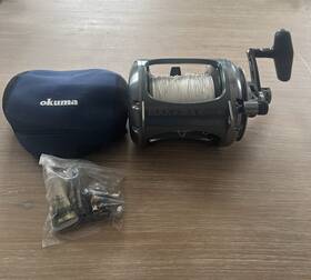 80wii-sea Okuma Makaira 80 Gray Fishing Reel With Cover And Mounting Hardware