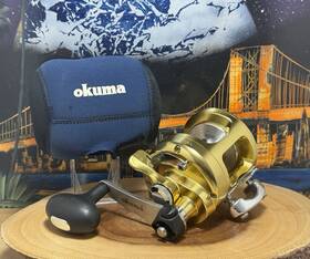 Tg10 Okuma Titus Gold Inch Two Speed Fishing Reel With Neoprene Pouch Case Nice