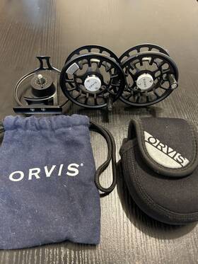 2zat1010 Orvis Hydros Fly Reel With Spare Of Spool Black Size Ii 3-5wt Free Shipping