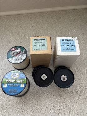109d-500 Penn 2 Black Aluminum Spools 29l-500 109d-500-used 15 And 30 Lb Fishing Line