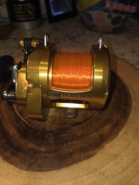 300ld Penn Torque Gold Metal Casting Fishing Reel With Orange Line