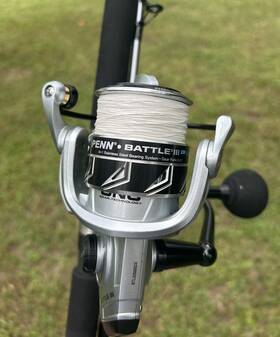 Btliii5000dx Penn Battle Iii 5000dx Reel Quantum Blue Runner Combo 8 Ft M Flx 30lb Braid Mint