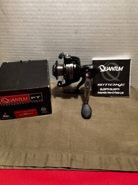 Sl30 Quantum 032784605546 Rare Smoke Pti Spinning Reel Open Box With Papers Zebco