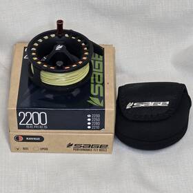 2230 Sage 644269236673 Performance Fly Reel. Black And Blaze 3/4 Weight With Case Line