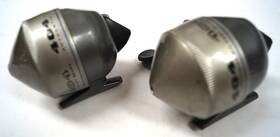 404j-08 Zebco 404 404j Lot 2 Authentic Wide Cast Alloy Gears Fishing Reel Gray Working E121
