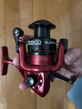 Slingshot20 Zebco Slingshot 20 Spinning Reel 5.2 1 Pre-spooled Anti-reverse Red/black