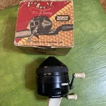 Vtg. Zebco Model 202 Spinning Reel With Original Box U.s.a. Honey. Fixed Price $33.00.