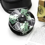 Abel Pt. 5 Fly Fishing Reel. Green, Black, Silver Spider. W/ Box & Case. Usa.. Fixed Price $550.00.