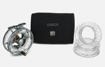 New Hardy Averon 4000 Reel With 2 Spare Cassettes For 3-5 Wt Rods. Fixed Price $450.00.
