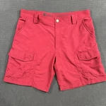 Reel Legends Red Nylon Fishing Cargo Shorts Mens Size 36 Outdoor Boat. Fixed Price $18.95.