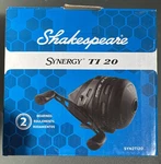 Shakespeare Synergy Ti 20 Heavy Duty Push Button Bait Clicker Fishing Reel. Fixed Price $30.00.