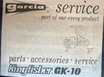 Garcia Kingfisher GK-10 Spinning Reel Parts Accessories Service Manual. Fixed Price $8.09.