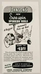 1955 Print Ad Johnson Sure-spin Fishing Reels Model 50 Highland Park,illinois. Fixed Price $8.79.