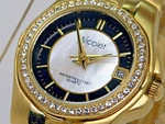 New Nicolet 1886 NC2102 Ladies Gold Tone Mother Of Pearl Dial Crystals Watch. Fixed Price $44.99.