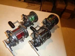 4 Shimano Triton 300 Levelwind Trolling Fishing Reels, Right Hand, Japan. Fixed Price $220.00.