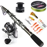 Sougayilang Telescopic Fishing 5.91 Ft Rod + Xy 2000 Reel, Full Kit. Fixed Price $85.04.