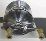 Vintage Shakespeare 1740 Narrow Free Spool Model He Football Logo Fishing Reel. Fixed Price $139.99.