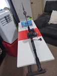 Trolling Fishing Rod Zebco Bite Alert 7' Mh 7-50LB And Reel Magda 20D. Fixed Price $120.00.
