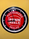 Penn Fishing Reel Authdealer Tackle Bait Shop Bar Man Cave Clock Sign. Fixed Price $37.99.