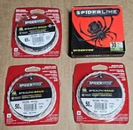 Spiderwire Stealth Braid & Spiderline Lot - (4) Spools 30LB, 50LB, 65LB Moss. Fixed Price $34.99.