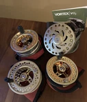 Orvis Vortex VO2 Fly Fishing Reel Gold, 3 Xtra Spools Cases Lines Excellent +. Fixed Price $695.00.