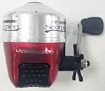 Johnson Scorpion Spin Casting Push Button Fishing Reel Red & Silver Pre-owned. Fixed Price $18.99.