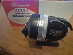 Vintage Shakespeare 1775FB Fishing Reel Push Button Wondercast From 1959 W/ Box. Fixed Price $26.00.