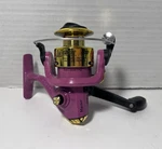 Pink And Gold Master 402P Spinning Reel Ultra Light Surf Fishing Gear Barbiecore. Fixed Price $30.00.