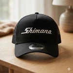 Shimano Script Logo Embroidered Trucker Hat - Black Mesh Fishing Outdoors Cap. Fixed Price $24.99.