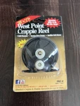 West Point Crappie Reel With 6# High-visibility Line Fishing #FR2-V Read. Fixed Price $17.99.