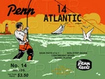 Vintage Penn Atlantic #14 Fishing Reel Box Label Recreated On Satin Canvas. Fixed Price $20.00.