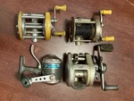 Vintage Fishing Lot - Shakespeare, Mitchell, Zebco 4 Reels. Fixed Price $50.00.