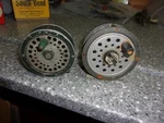 K48 Pair Of Fly Fishing Reels Lot Russel No. 1883 And 1122A South Bend. Fixed Price $9.99.