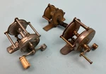 Group Of 3 Vintage Brass Baitcast Reels, Unbranded, Functioning. Fixed Price $25.00.