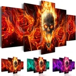 Abstract Skull Fire Flame Canvas Wall Art Image Photo Print A-A-0108-B-N. Fixed Price $104.99.