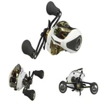 Favorite Fishing Baitcasting Reel, Soleus Xcs White/ Gold 6.6:1 Right Hand. Fixed Price $118.00.