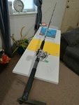 Trolling Fishing Rod Zebco 6'6"MED 8-15LB And Reel Penn Peer 109. Fixed Price $68.00.