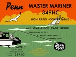 Vintage Penn Master Mariner #349HC Fish Reel Box Label Recreated On Satin Canvas. Fixed Price $26.00.